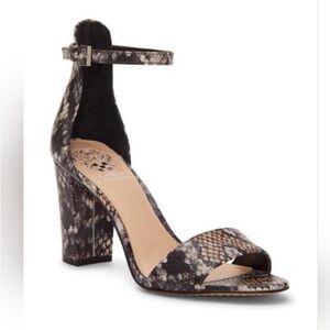 Vince Camuto Corlina Ankle Strap Sandal - Grey Snakeskin Size 5.5